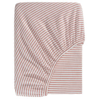 SOLFIBBLA fitted sheet, white red/stripe, 140x200 cm