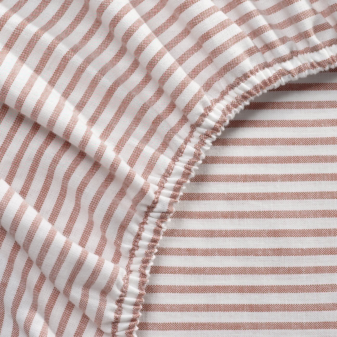 SOLFIBBLA fitted sheet, white red/stripe, 140x200 cm