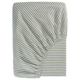 SOLFIBBLA fitted sheet, white green/stripe, 90x200 cm