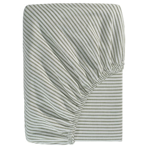 SOLFIBBLA fitted sheet, white green/stripe, 90x200 cm