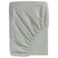 SOLFIBBLA fitted sheet, white green/stripe, 140x200 cm