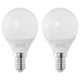 SOLHETTA LED bulb E14 250 lumen, globe opal white, 45 mm, 2 pack