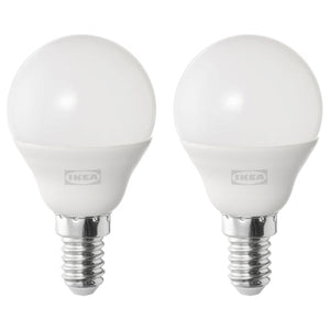 SOLHETTA LED bulb E14 470 lumen, globe opal white, 4000 K, 2 pack