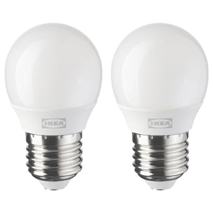 SOLHETTA LED bulb E27 250 lumen, globe opal white, 45 mm, 2 pack