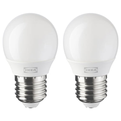 SOLHETTA LED bulb E27 250 lumen, globe opal white, 45 mm, 2 pack