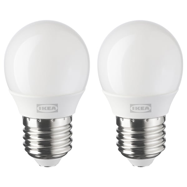 SOLHETTA LED bulb E27 250 lumen, globe opal white, 45 mm, 2 pack
