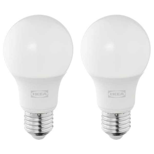 SOLHETTA LED bulb E27 470 lumen, globe opal white, 60 mm, 2 pack