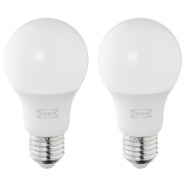SOLHETTA LED bulb E27 470 lumen, globe opal white, 60 mm, 2 pack