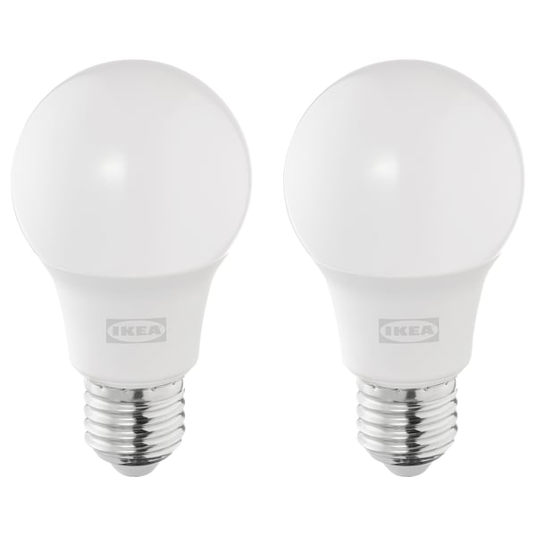 SOLHETTA LED bulb E27 806 lumen, globe opal white, 60 mm, 2 pack