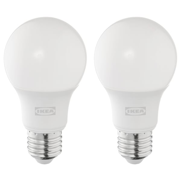 SOLHETTA LED bulb E27 806 lumen, dimmable/globe opal white, 60 mm, 2 pack