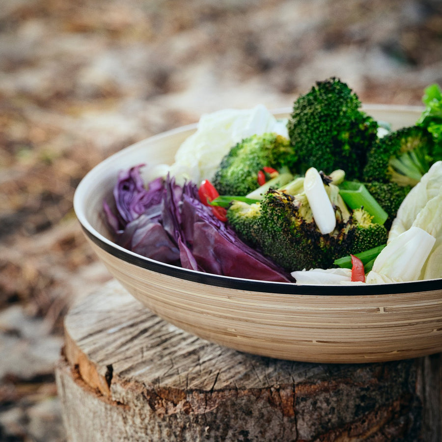SOLUPPGÅNG serving bowl, set of 2, bamboo