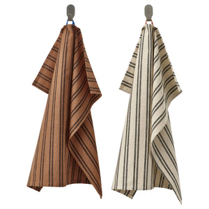 SOLUPPGÅNG tea towel, brown/beige, 60x60 cm, 2 pack