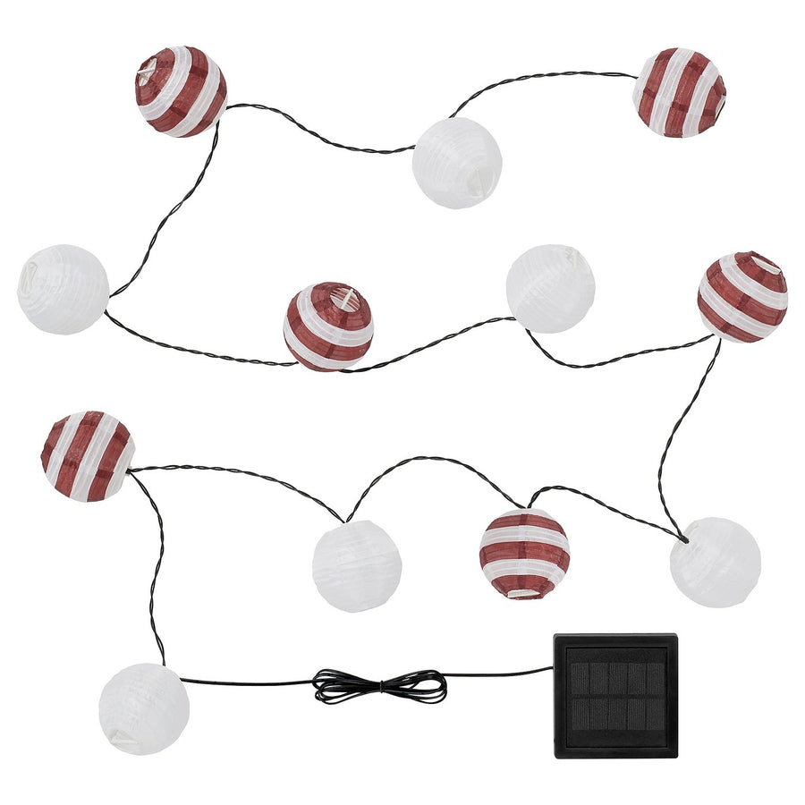 SOLVINDEN LED lighting chain with 12 lights, solar-powered outdoor/red stripe, 5.0 m