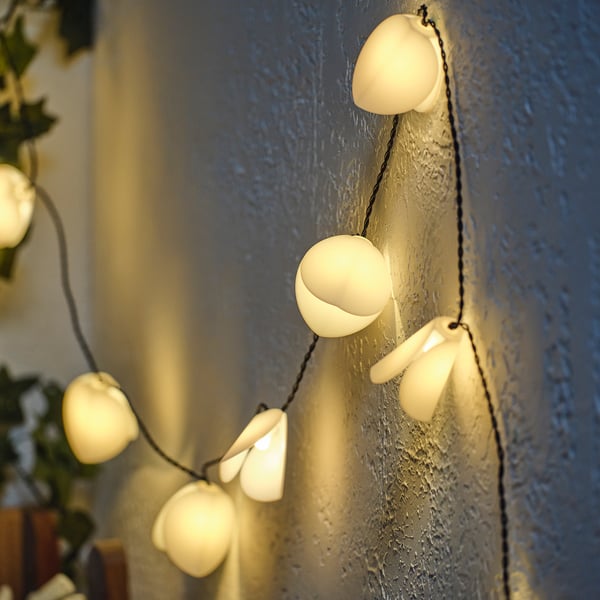 SOLVINDEN LED lighting chain with 12 lights, solar-powered/leaf