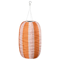 SOLVINDEN pendant lamp, stripe pattern solar-powered/orange pink, 43 cm