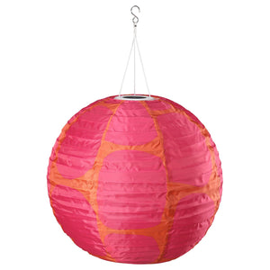 SOLVINDEN LED solar-powered pendant lamp, outdoor globe/orange dark pink, 45 cm