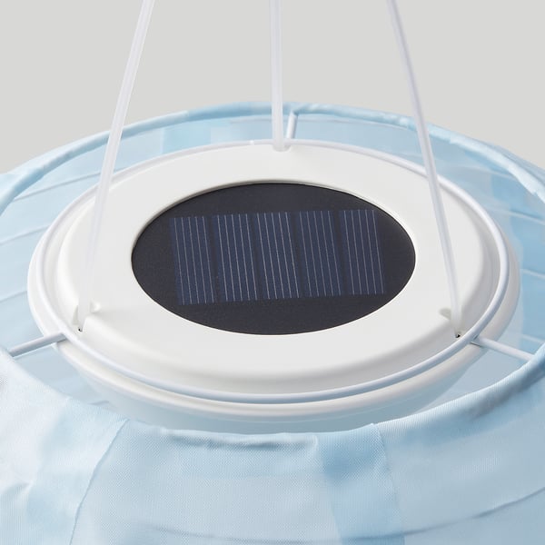 SOLVINDEN LED solar-powered pendant lamp, outdoor/globe light blue, 22 cm
