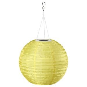 SOLVINDEN LED solar-powered pendant lamp, outdoor globe/yellow, 30 cm