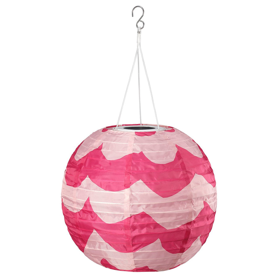 SOLVINDEN LED solar-powered pendant lamp, outdoor globe/pink dark pink, 30 cm