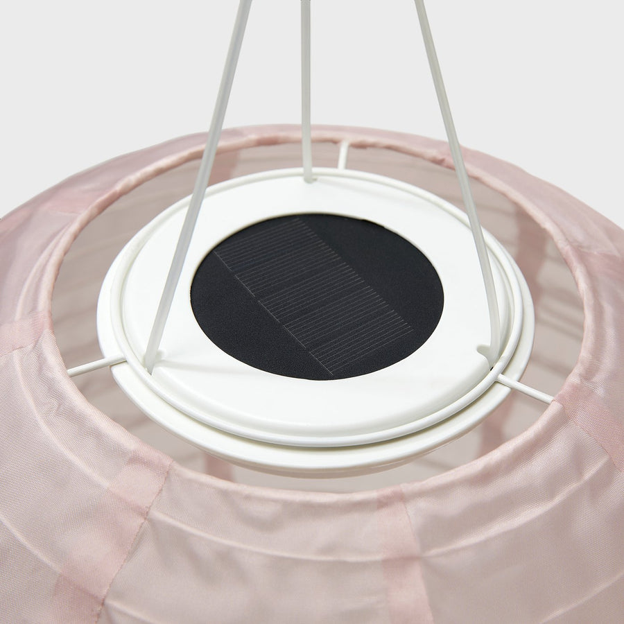 SOLVINDEN LED solar-powered pendant lamp, outdoor globe/pink, 30 cm