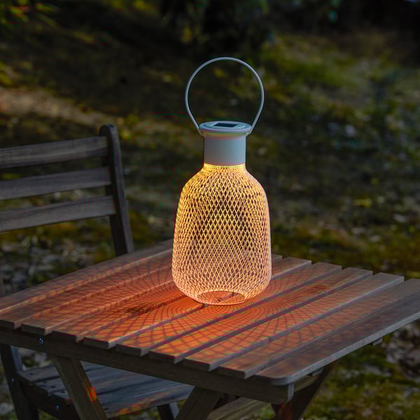 SOLVINDEN LED solar-powered lantern, outdoor/mesh white, 16x29 cm
