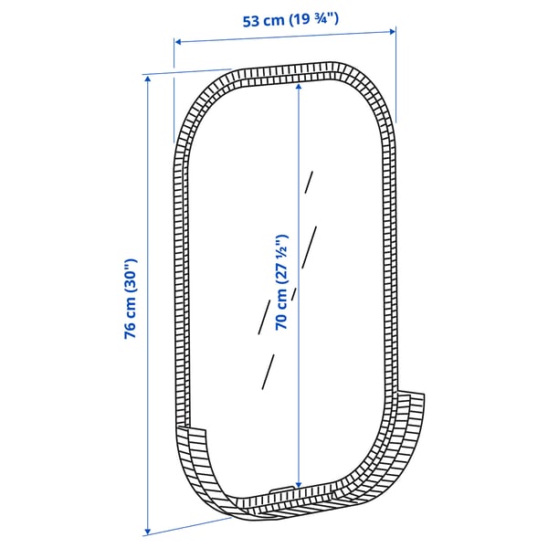SOMMARBO mirror, rattan, 53x76 cm