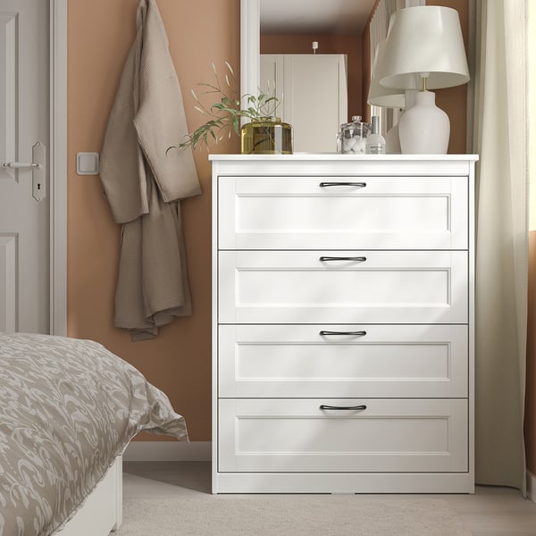 SONGESAND chest of 4 drawers, white, 82x104 cm
