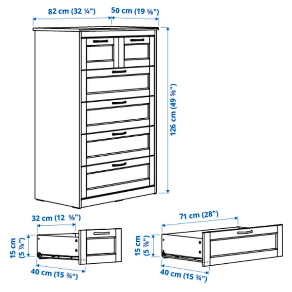 SONGESAND chest of 6 drawers, white, 82x126 cm