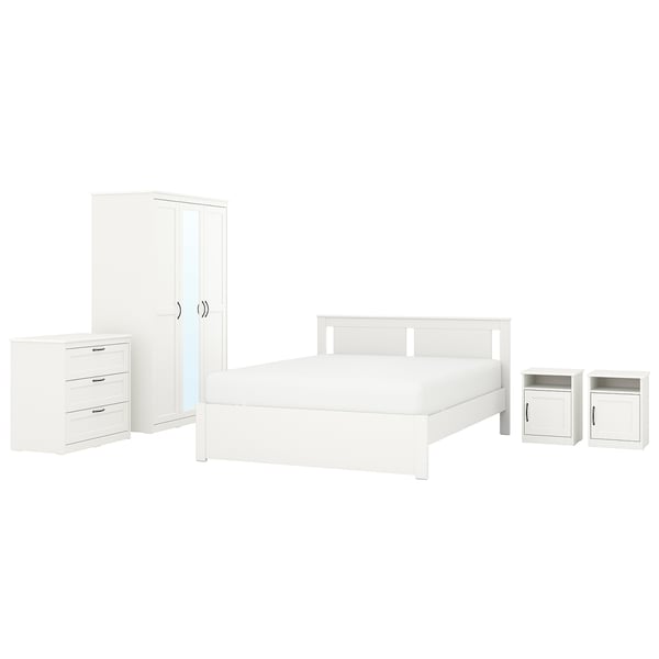 SONGESAND bedroom furniture, set of 5, white, 140x200 cm