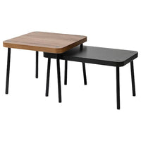 SONHULT nest of tables, set of 2, grey/walnut effect