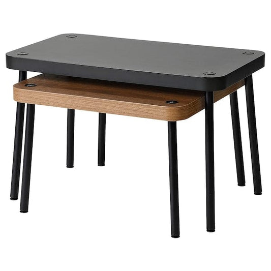 Ikea SONHULT - Nest of tables, set of 2, grey/walnut effect