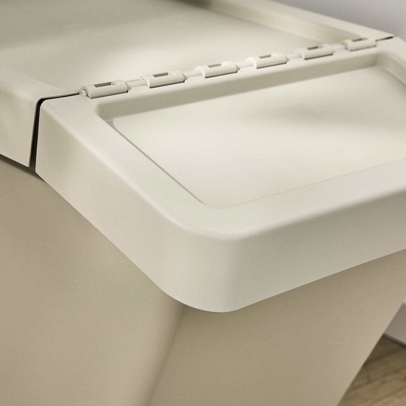 SORTERA sorting bin with lid, beige, 41x45x55 cm