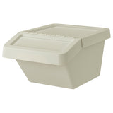 SORTERA sorting bin with lid, beige, 37 l