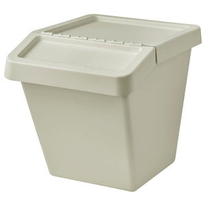 SORTERA sorting bin with lid, beige, 41x45x55 cm