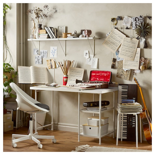 SPÄND table leg with storage, white, 35x70x48 cm