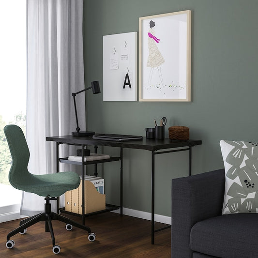 SPÄND table leg with storage, black, 35x70x48 cm