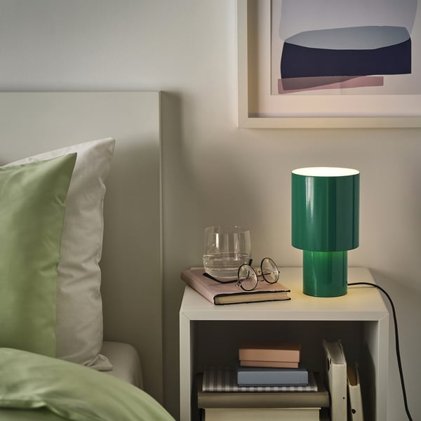 SPETSBOJ table lamp, dimmable/green, 22 cm