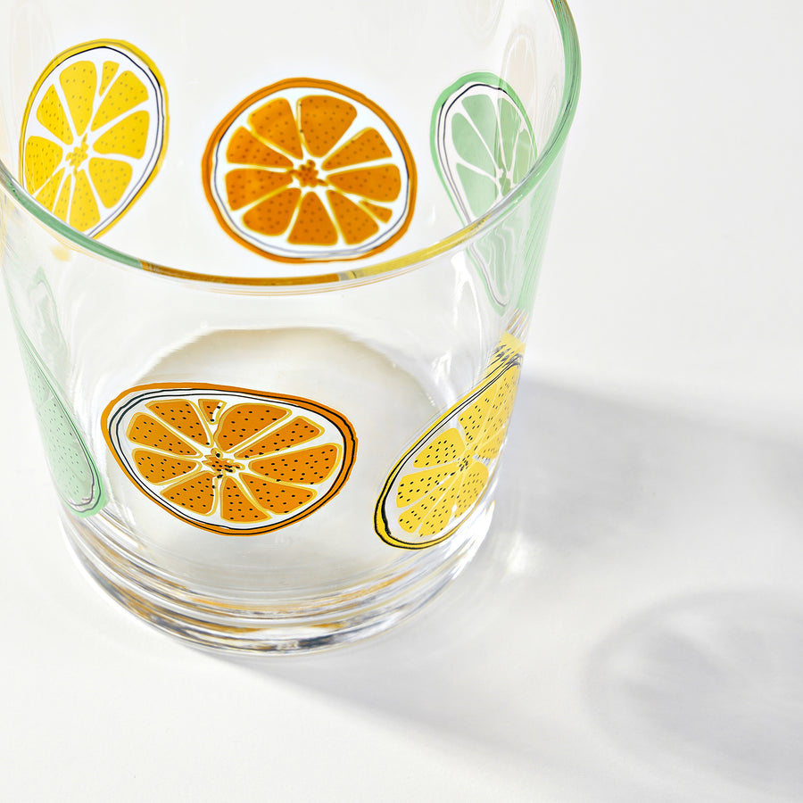 SPETSEKORRE glass, white/citrus pattern