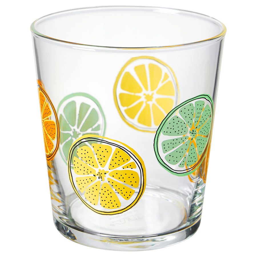 SPETSEKORRE glass, white/citrus pattern