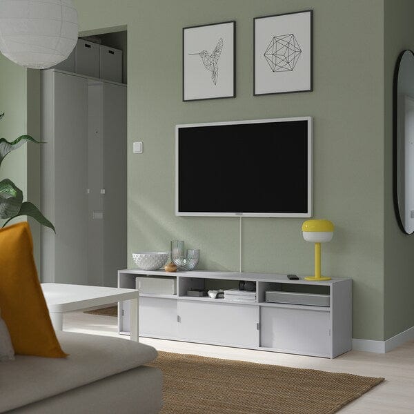 Ikea SPIKSMED - TV bench, light grey, 155x32x44 cm