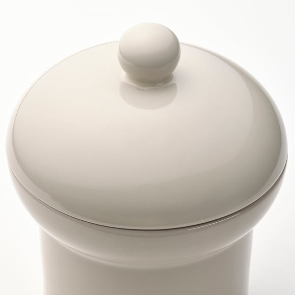 SPINNARHAJ jar with lid, off-white, 13 cm