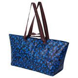 SPJUTSÖ carrier bag, blue patterned, 18x45x28 cm/22 l