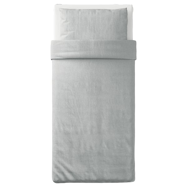 SPJUTVIAL duvet cover and pillowcase, light grey/mélange, 150x200/50x80 cm
