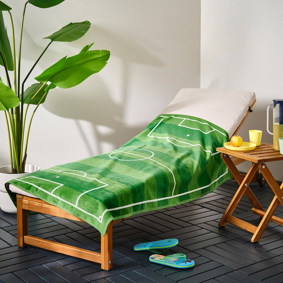 SPORTSLIG bath sheet, green/football pitch, 100x150 cm