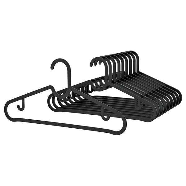 SPRUTTIG hanger, black, 39 cm, 10 pack