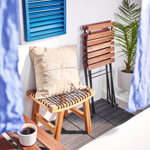 STACKHOLMEN stool, outdoor, light brown stained, 48x35x43 cm