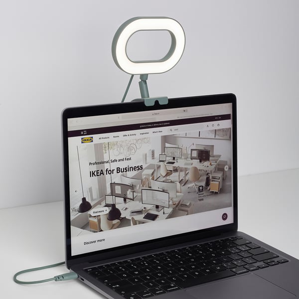 STÄNKREGN LED ring lamp, dimmable/turquoise, 12x19 cm