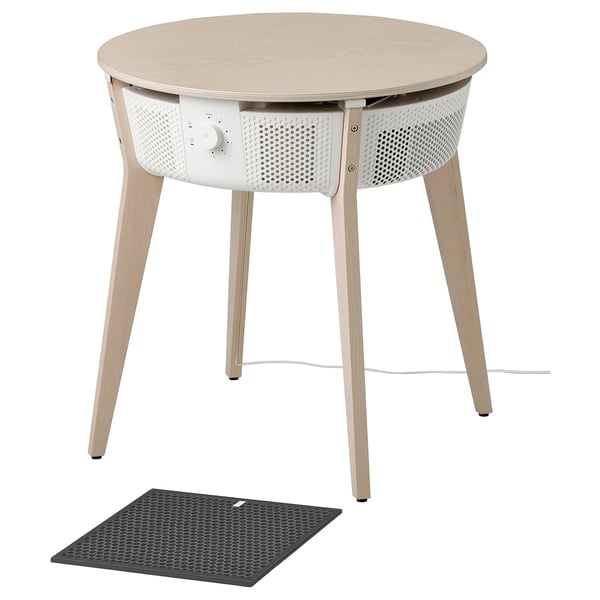 STARKVIND table with air purifier, additional gas filter stained oak veneer/white