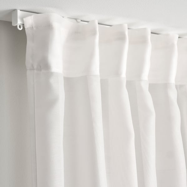STENFRÖ sheer curtains, 1 pair, white/with heading tape, 145x300 cm