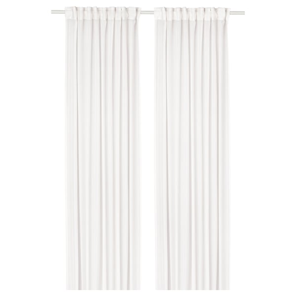 STENFRÖ sheer curtains, 1 pair, white/with heading tape, 145x300 cm